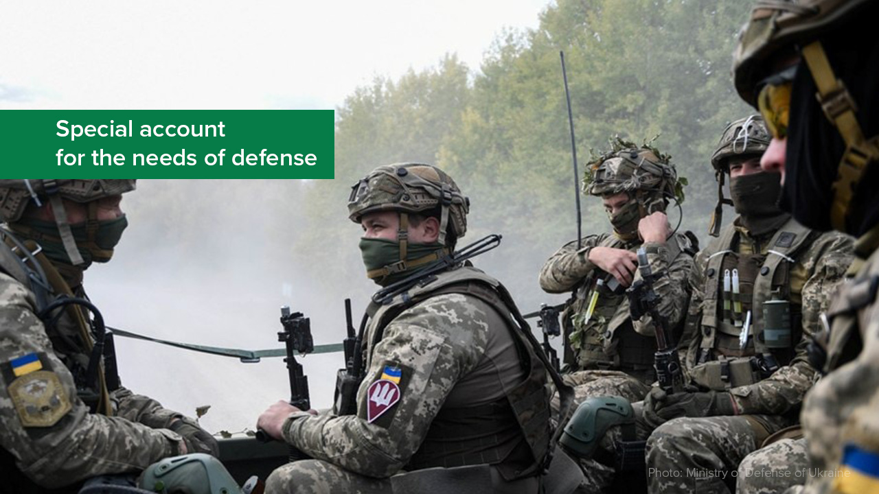 Almost UAH 36 Billion Transferred for Needs of Defense from Special Account Opened by NBU Since Full-Scale War Started, and over UAH 183 Million Received therein in October